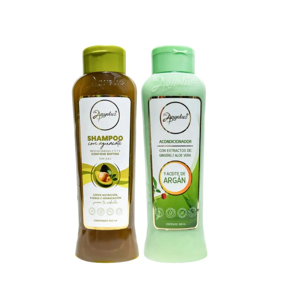 Shampoo de Aguacate y Acondicinador con aceite de Argán de Anyeluz