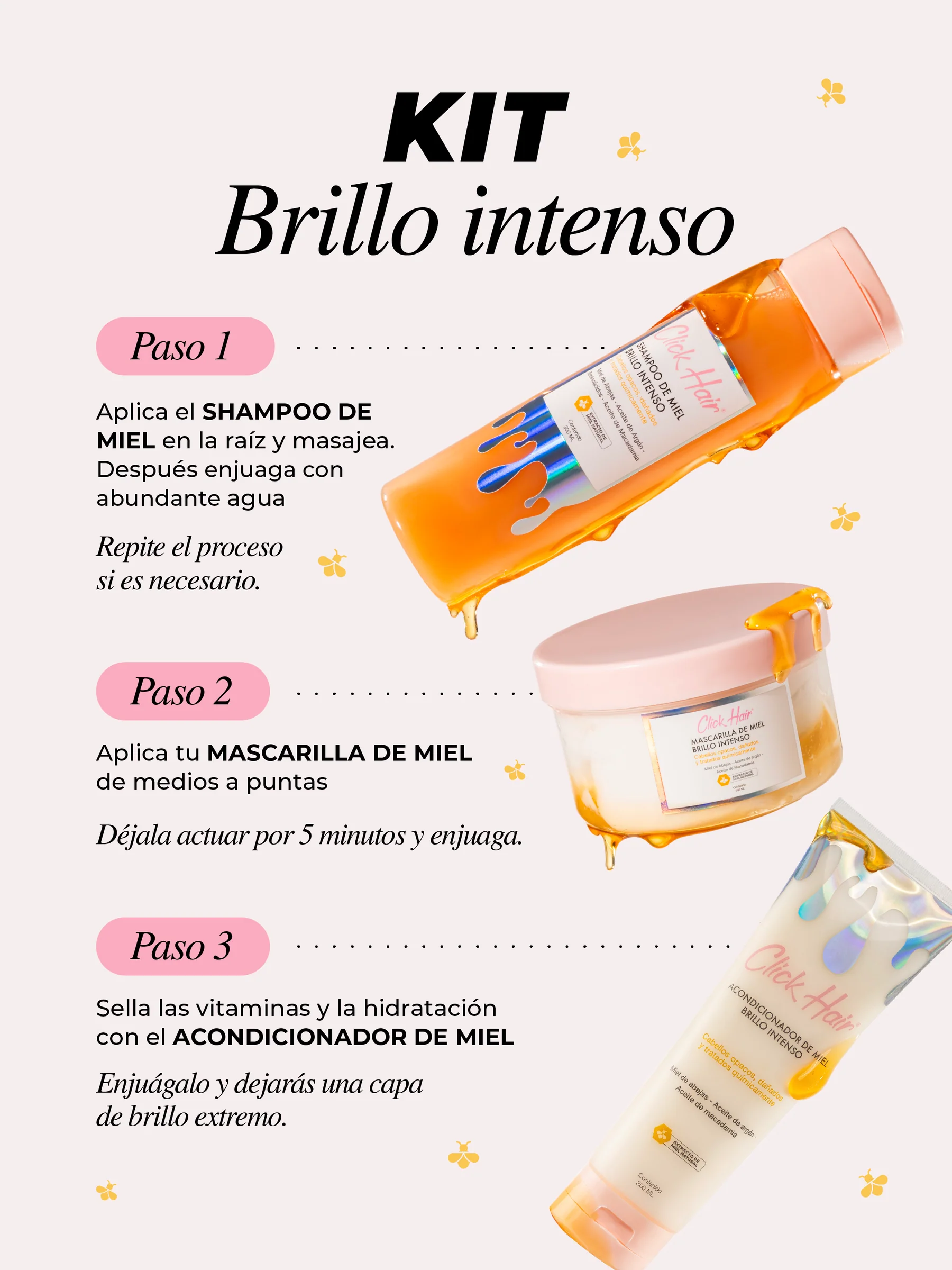 Kit miel brillo intenso Click hair - Imagen 2